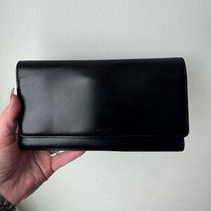 Unisex vintage Coach continental wallet smooth leather large size black c8329
